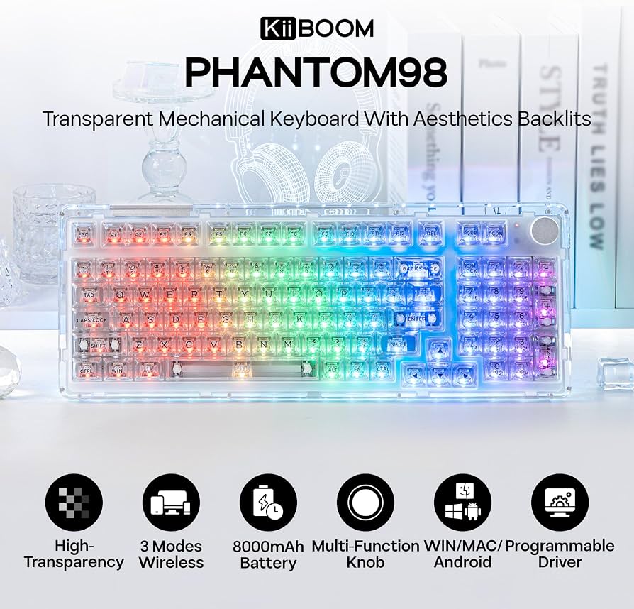 Amazon.com: KiiBoom Phantom 98 Crystal Mechanical Gaming Keyboard