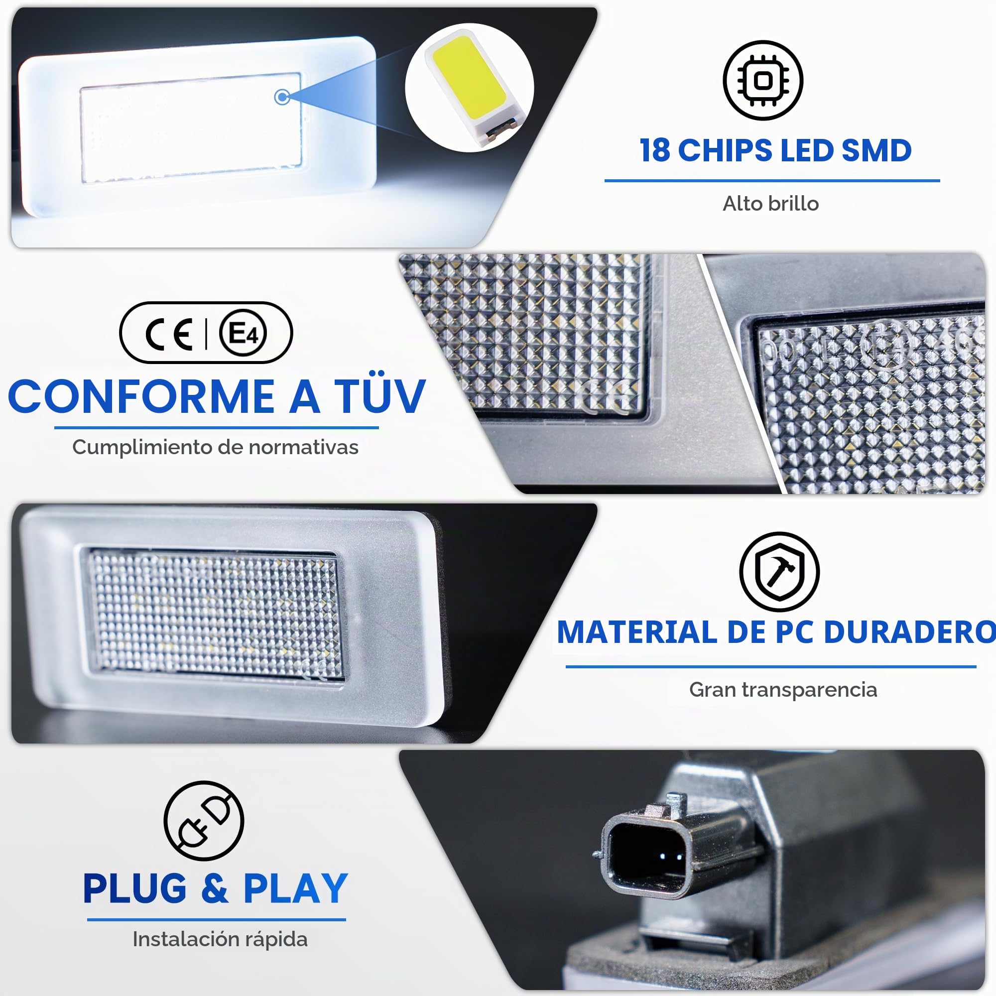 Luces LED para matrícula de matrícula para N-issan Altima 2019 2020 Serena C27 2016 en adelante Dacia Duster 2018 en adelante CANbus SMD Xenon blanco Tag Lamp OEM 265108990E