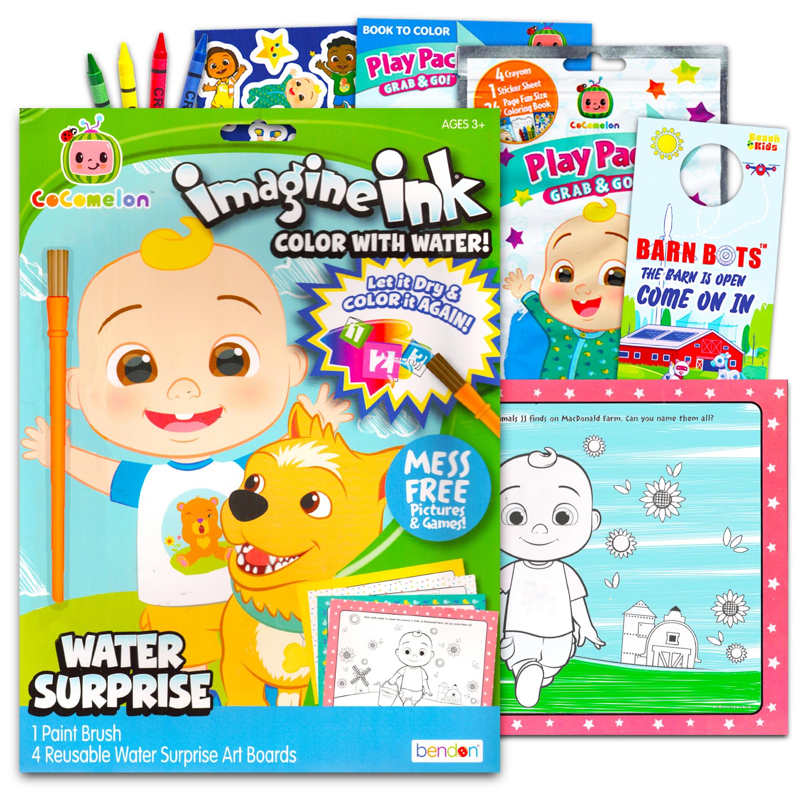 Cocomelon Paint With Water Set for Kids Toddlers Bundle ~ Reusable Mess ...