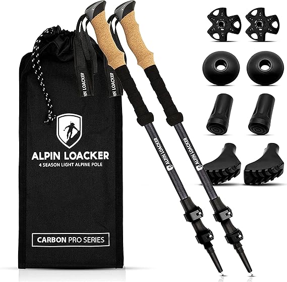Alpin Loacker Teleskop Wanderstöcke Carbon mit Korkgriff I Leichte ...