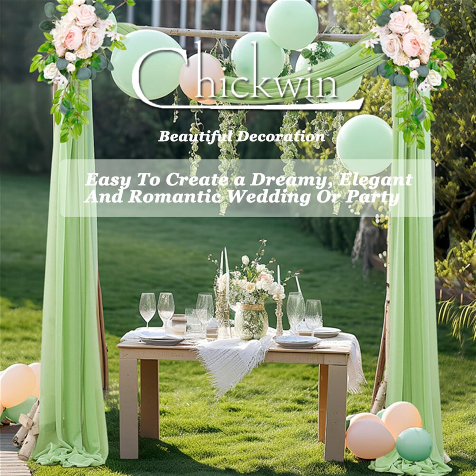 Chickwin Tenture Mariage, 3 Pièces Voilage Elégant Arche Mariage Tenture, Fond de Rideau Mousseline de Soie pour Décoration Mariagé, Cérémonie, Fête, Toile de Fond (Bleu Marine,75x600cm)