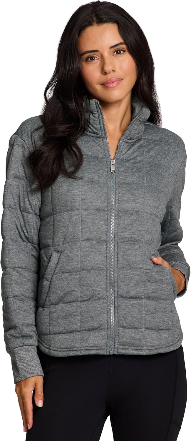 RBX Active Women's Jacket, Ultra Lightweight Full Zip Quilted Jacket with Pockets All Season Mock Neck Zip Up Sweatshirt