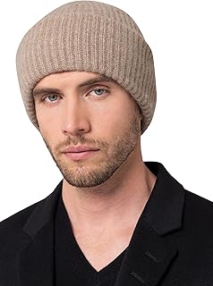 Style Republic Menâ€™s Chunky Knit Beanie, Cashmere Wool, Soft & Stretchy, Warm Hat for Winte (Nougat)