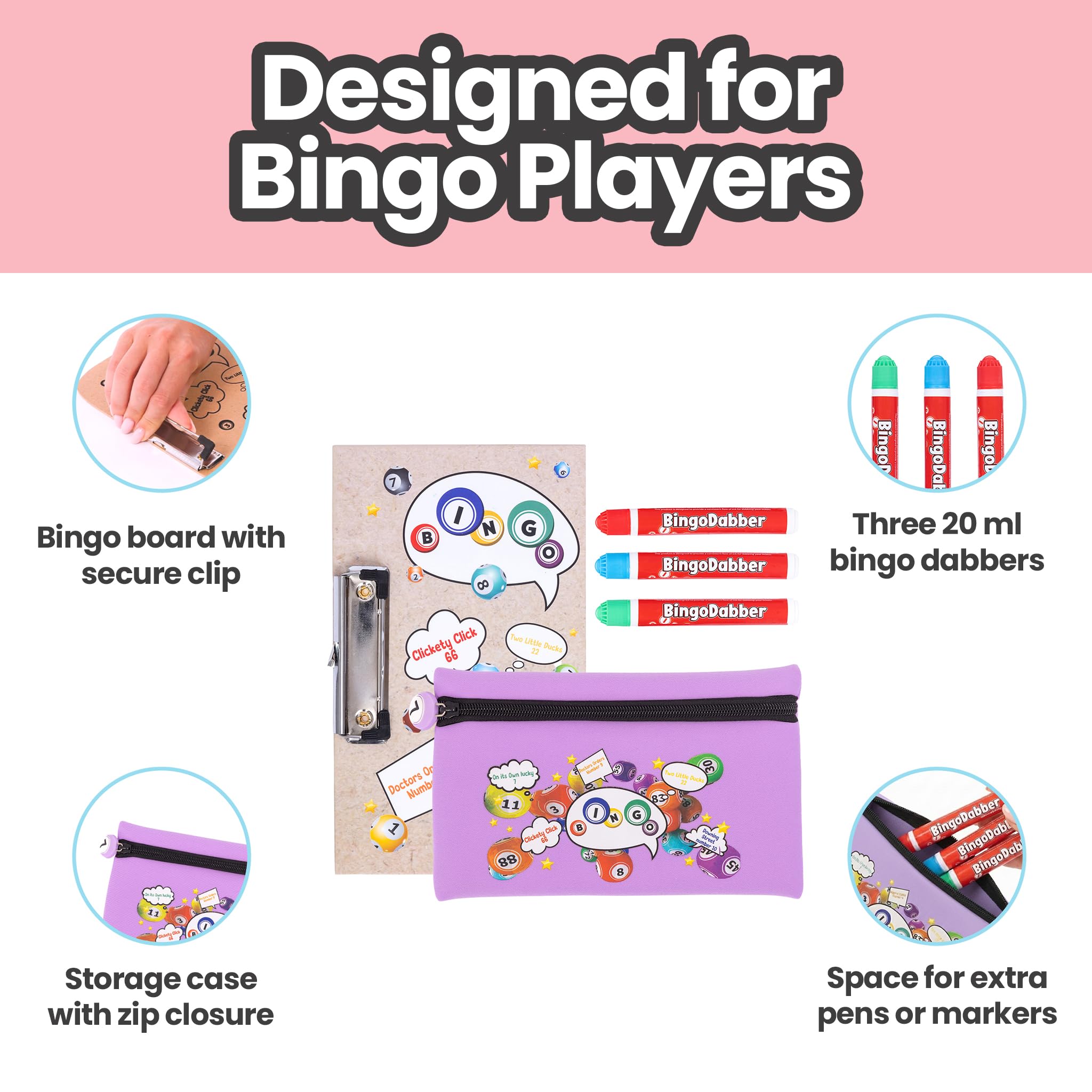 evelay Bingo Dabber Case Holder Gift Set, Purple, 21.5 x 14 cm - Image 4
