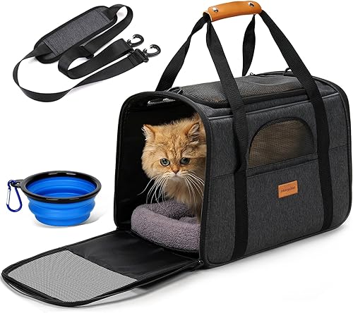 morpilot - Bolsa de transporte para mascotas, portátil, de tela plegable, para perros o gatos, jaula para mascotas con zíperes de seguridad con