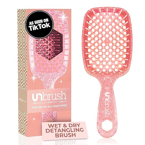 FHI Heat UNbrush Detangling Brush for Pain-Free Brushing on All Wet or Dry Hair Types — Durable DuoFlex Anti-Static Bristles, Lightweight Handle, Vented Hair Brush - Ruby Peach - 1 Count (Pack of 1)
