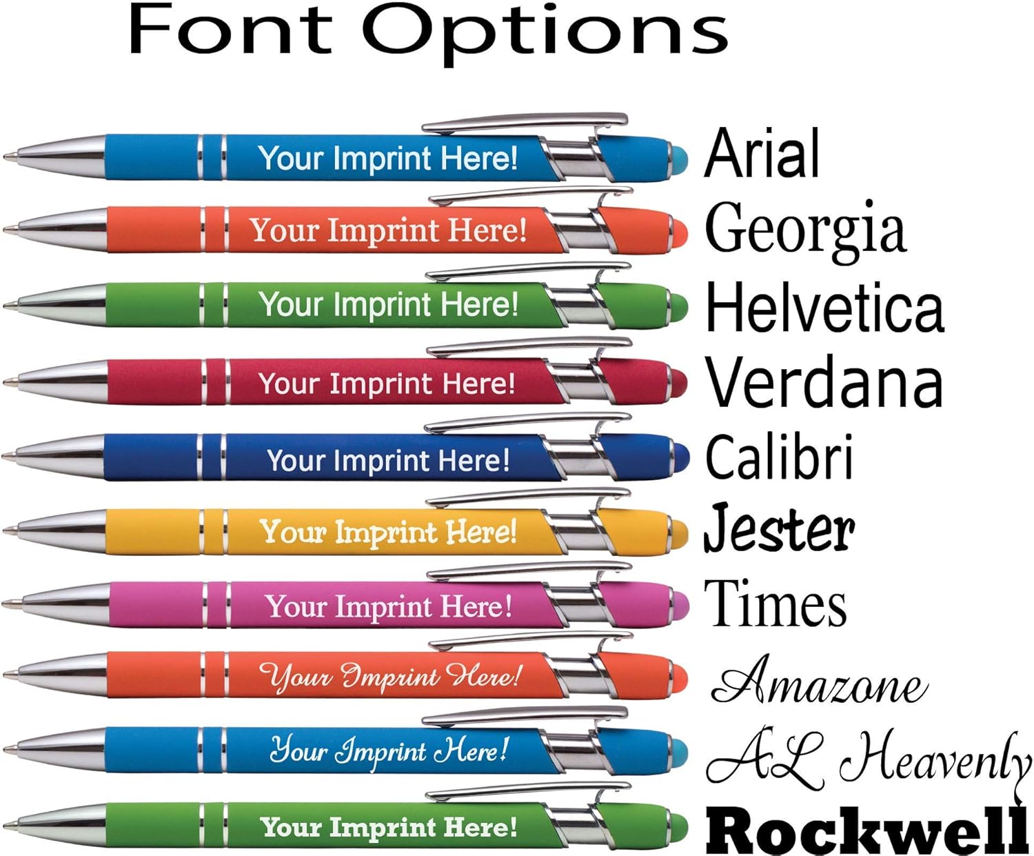 ExpressDesigns™ - Up to 1000 Pcs Custom Pens Bulk | Burst of Colors | Soft-Touch Metal Black Ink Personalized with Name or Logo (Assorted, 50 pcs)