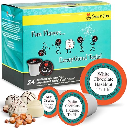 Smart Sips - Café de trufa de avellana y chocolate blanco, tostado medio, café con sabor gourmet para cafeteras Keurig K-Cup, 24 unidades
