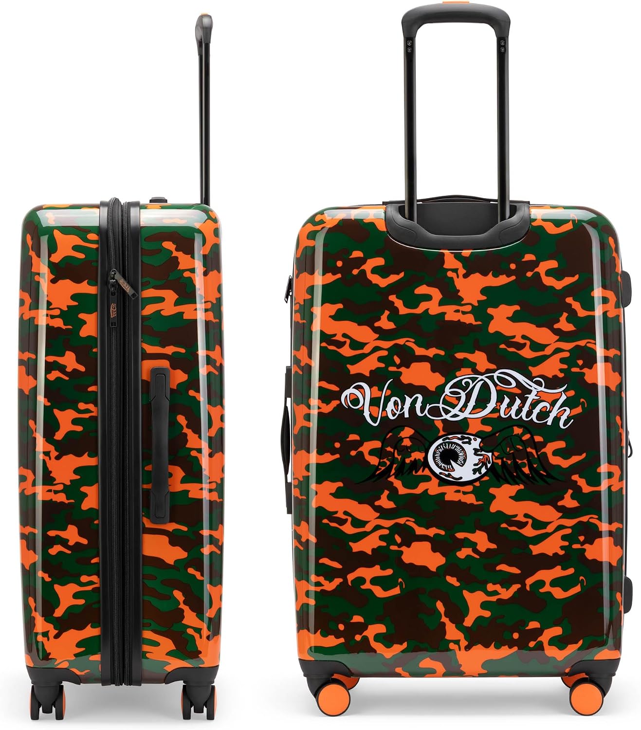 Von Dutch Orange Camo 3-Piece Expandable Hardside Spinner Luggage Set