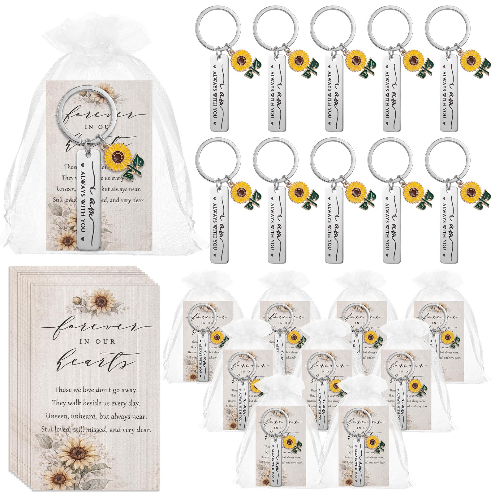 Equsion Bomboniera funebre non ti scordar di me portachiavi celebrazione della vita bomboniera poesia biglietto regalo commemorativo per simpatia ospite ritorno