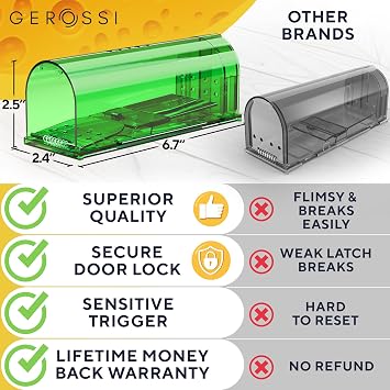 Live Catch and Release Mouse Trap 2 Pack, Humane Indoor Traps for Home | Ultra-Sensitive Trigger, Reusable No-Kill Design, Safe for Children and Pets, Fast-Acting for Outdoor Use