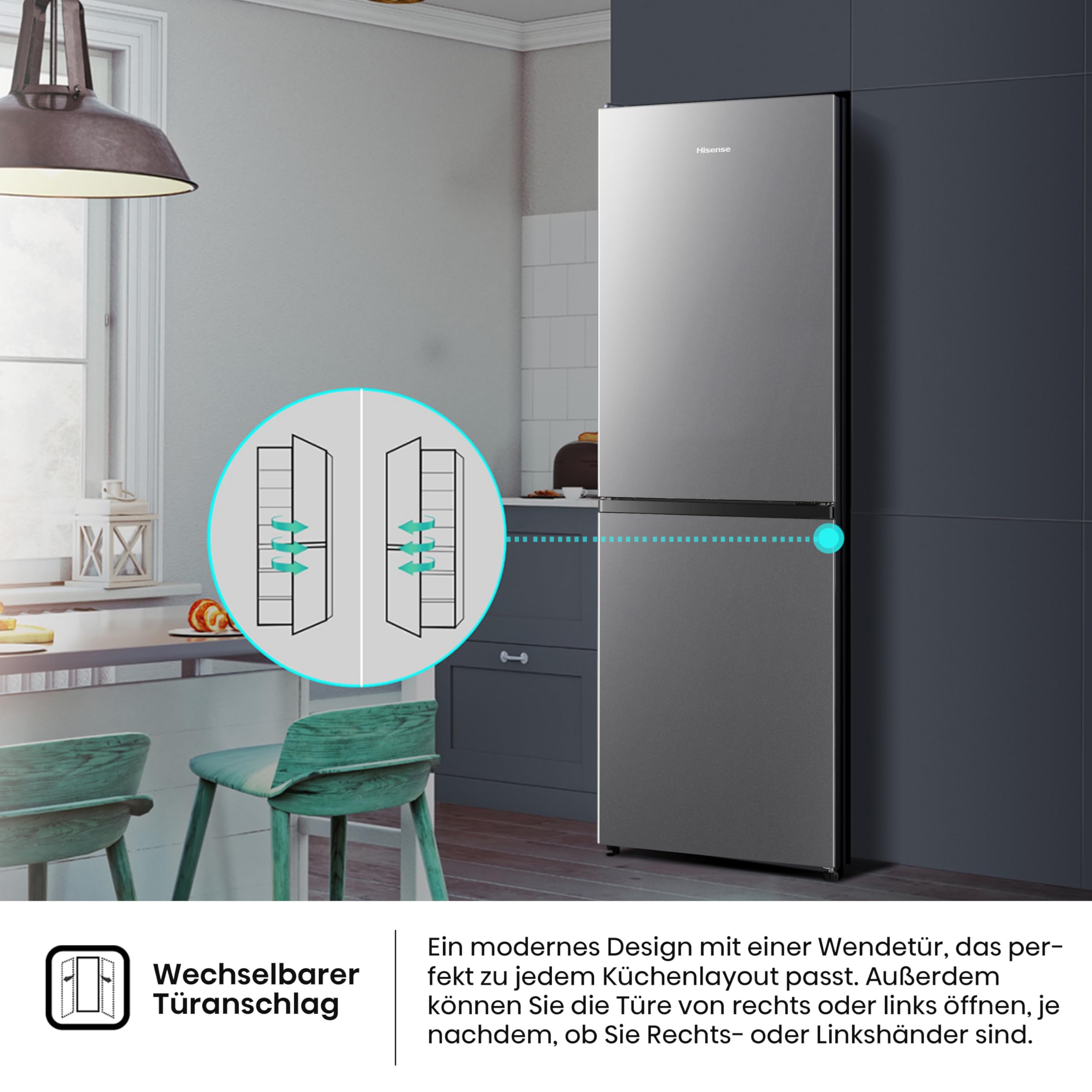 Hisense RB327N4AD2 Kühl-Gefrierkombination NoFrostPlus Multiflow 360° 182,4 cm Edelstahl-Look