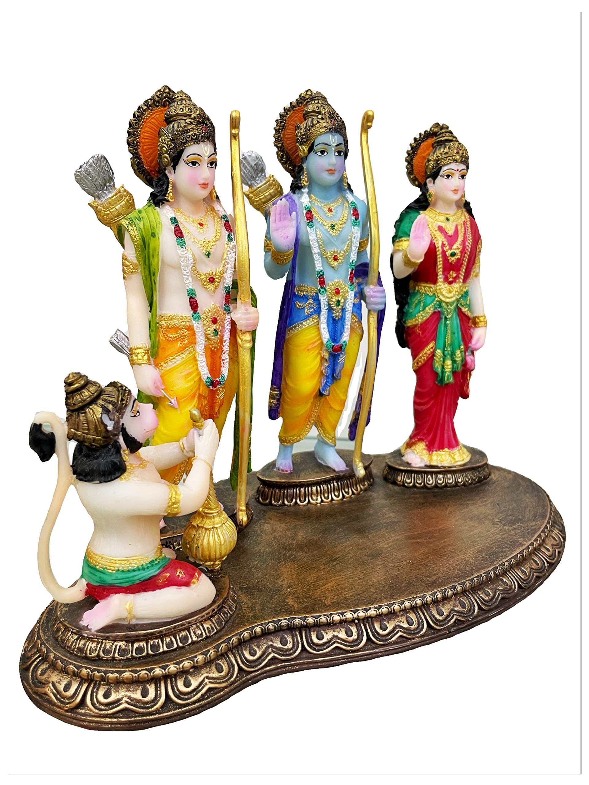 Sri Krishna Culture-New Large Ram Darbar-Height-8 Inches-Resin-Multicolour-Ram Sita-for Home Decoration