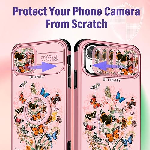 Miniatura 58 de Funda 2 en 1 para iPhone 11 para mujer, linda funda para teléfono para niñas, diseño de mariposas y flores, diseño Kawaii bonito y único con funda