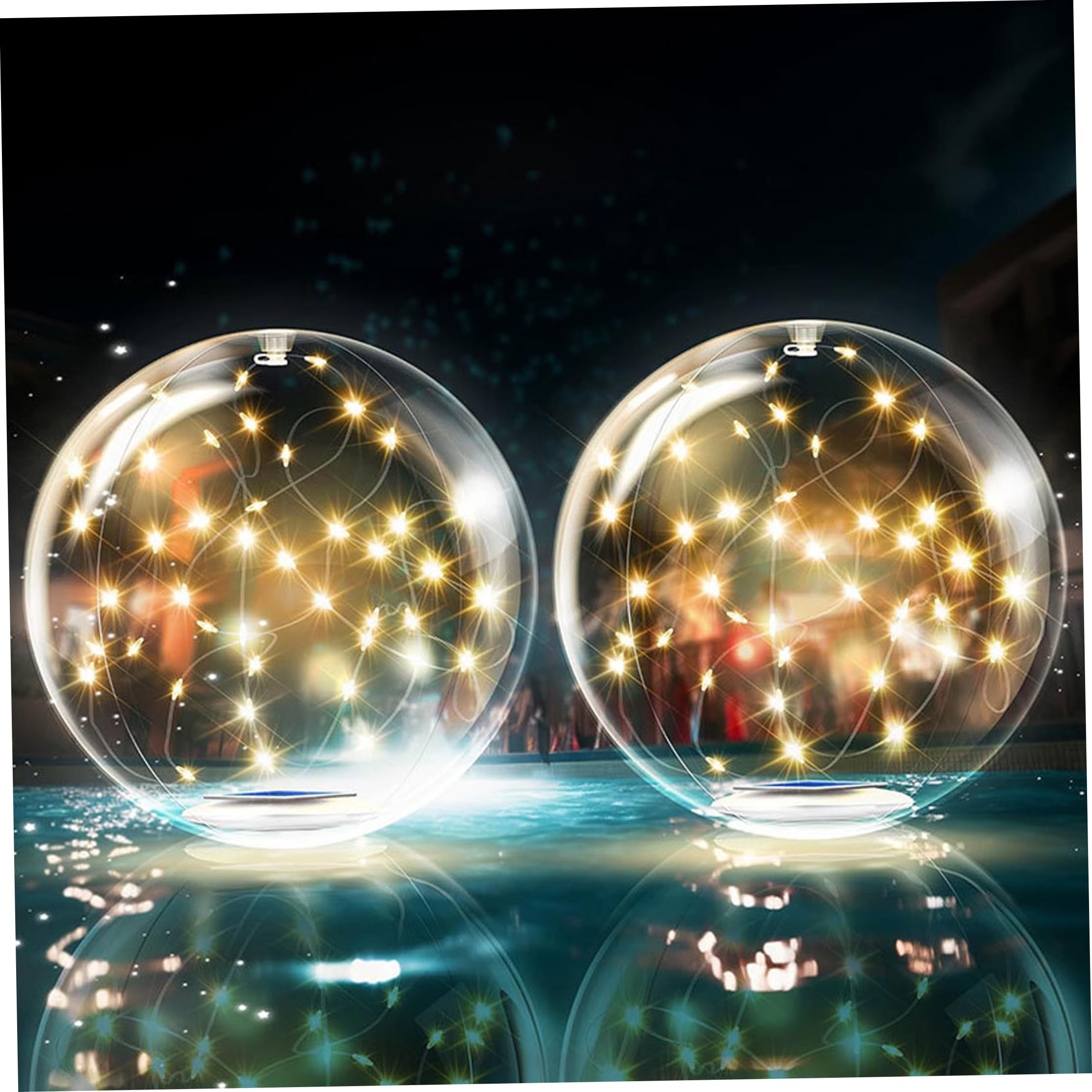 Palline luminose a LED gonfiabili, confezione da 2 luci solari galleggianti per piscina, 14 impermeabili per piscine fuori terra, decorazioni per giardini e feste