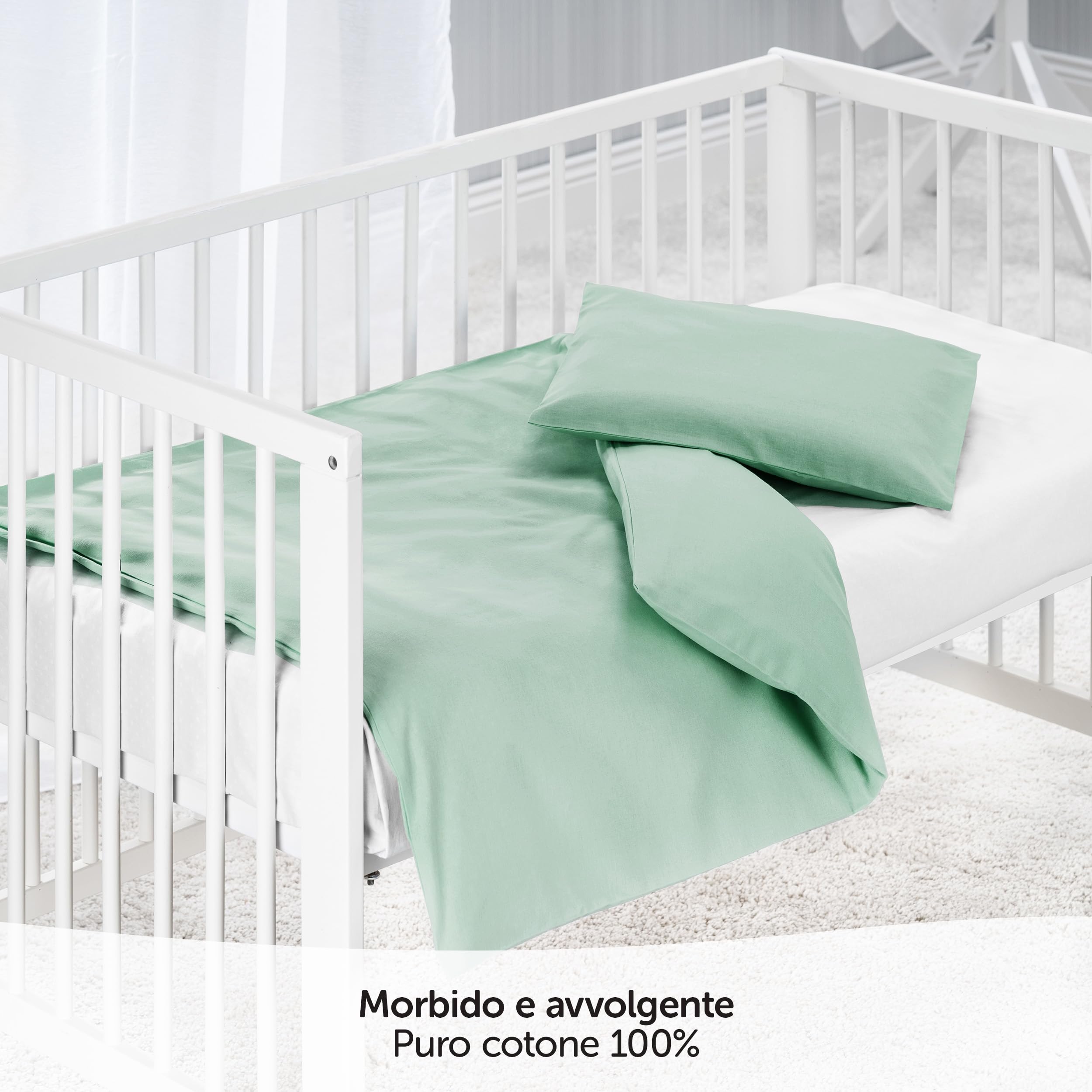 MAKIAN Baby Bed Linen Set, 80 x 80 cm / 35 x 40 cm, 2-Piece Children's Bedding (Duvet Cover, Pillowcase) Made of 100% Cotton - Image 2