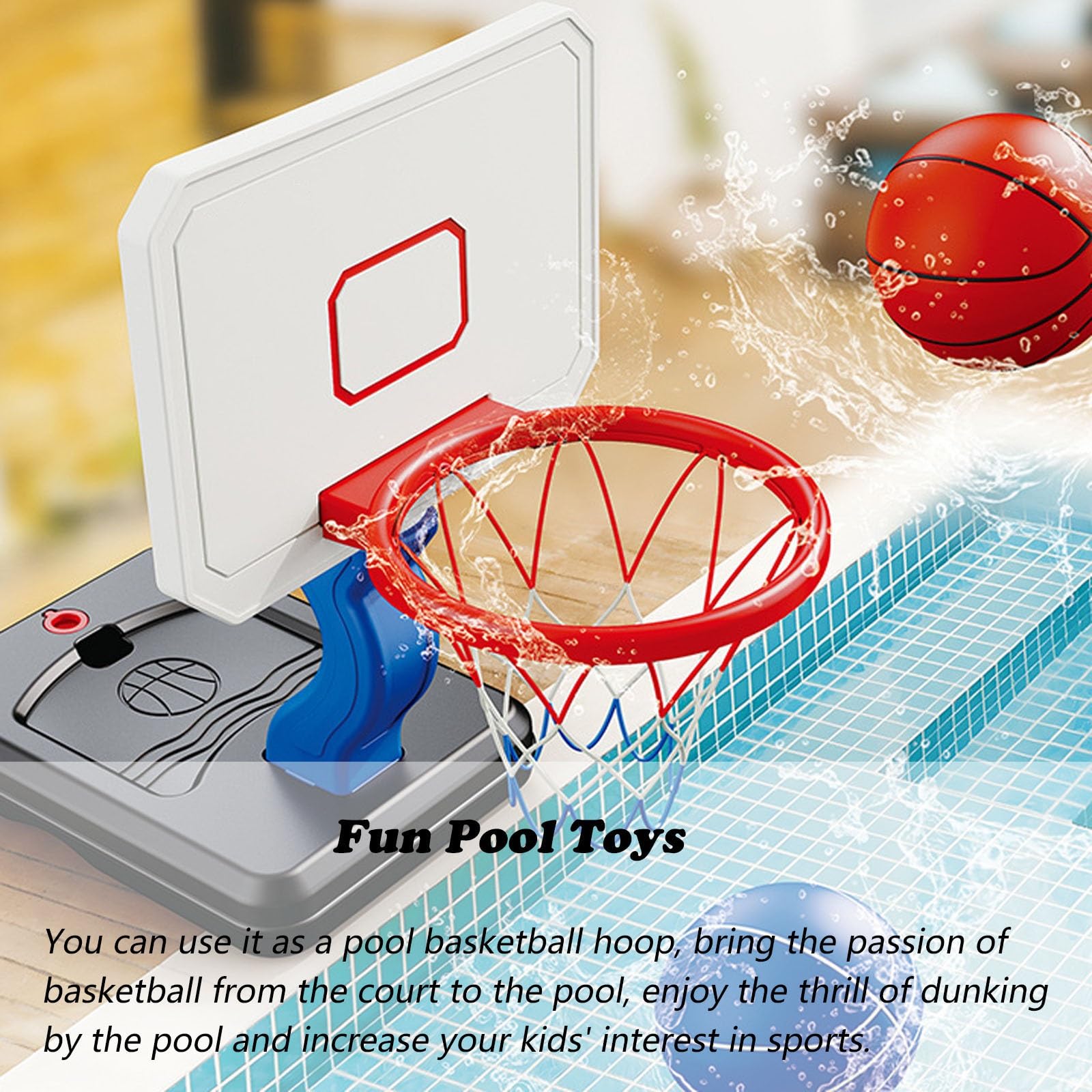 Canestro da piscina Robusto E Durevole Set Da Basket Per Piscina Regolabile In Altezza, Canestro Da Piscina Assemblato Con Base Robusta Per Il Divertimento Estivo Di Bambini/ Adolescenti E Adulti