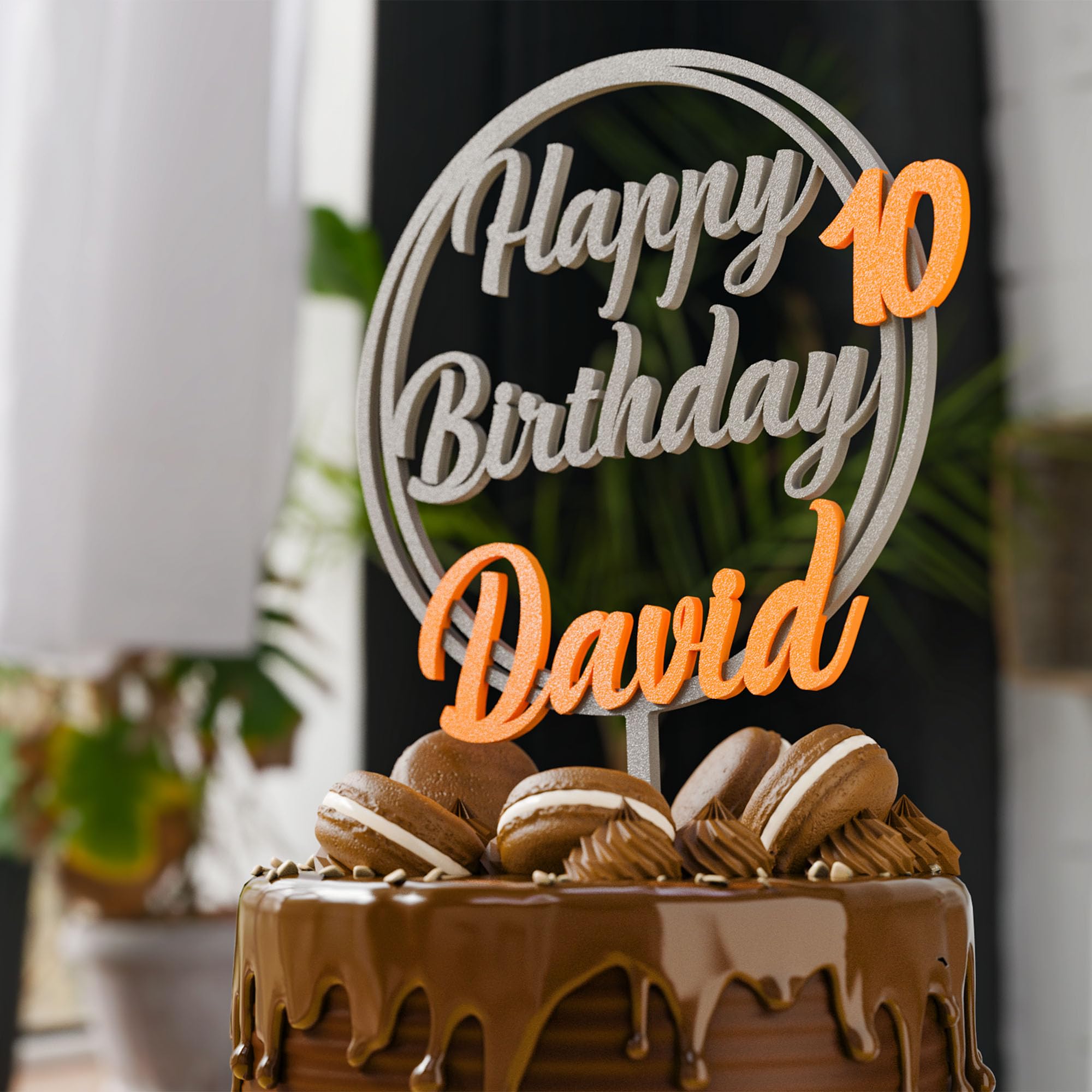 Cake Topper Personnalisé Anniversaire - Avec Nom Et Âge - Plastique Haute  Qualité - Réutilisable - 20cm, image size:2000x2000