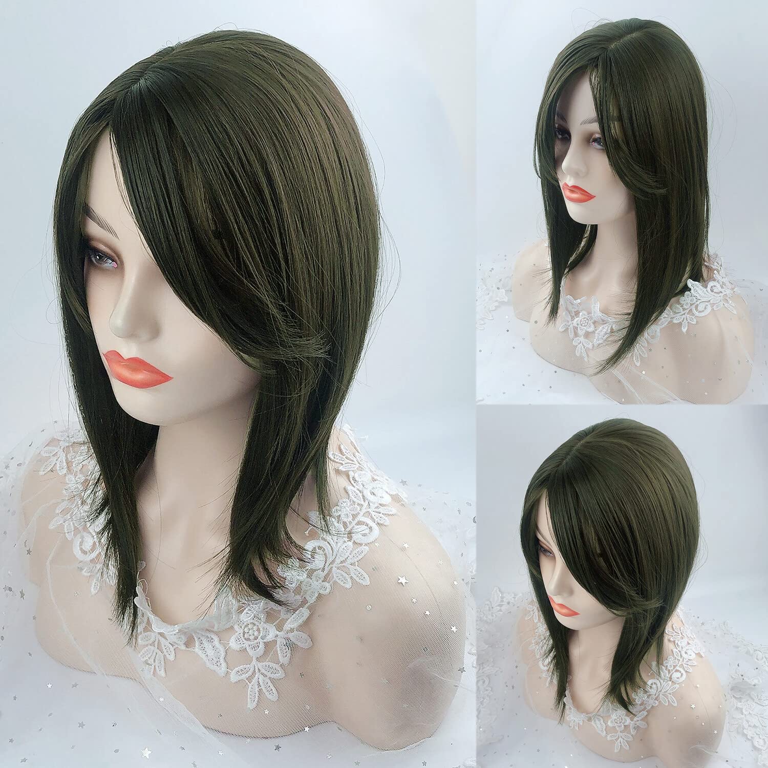 Seamless Straight Head Top Hairpiece Free Part Clip in Topper With Side Part Bangs (Cold Brown) - Image 4