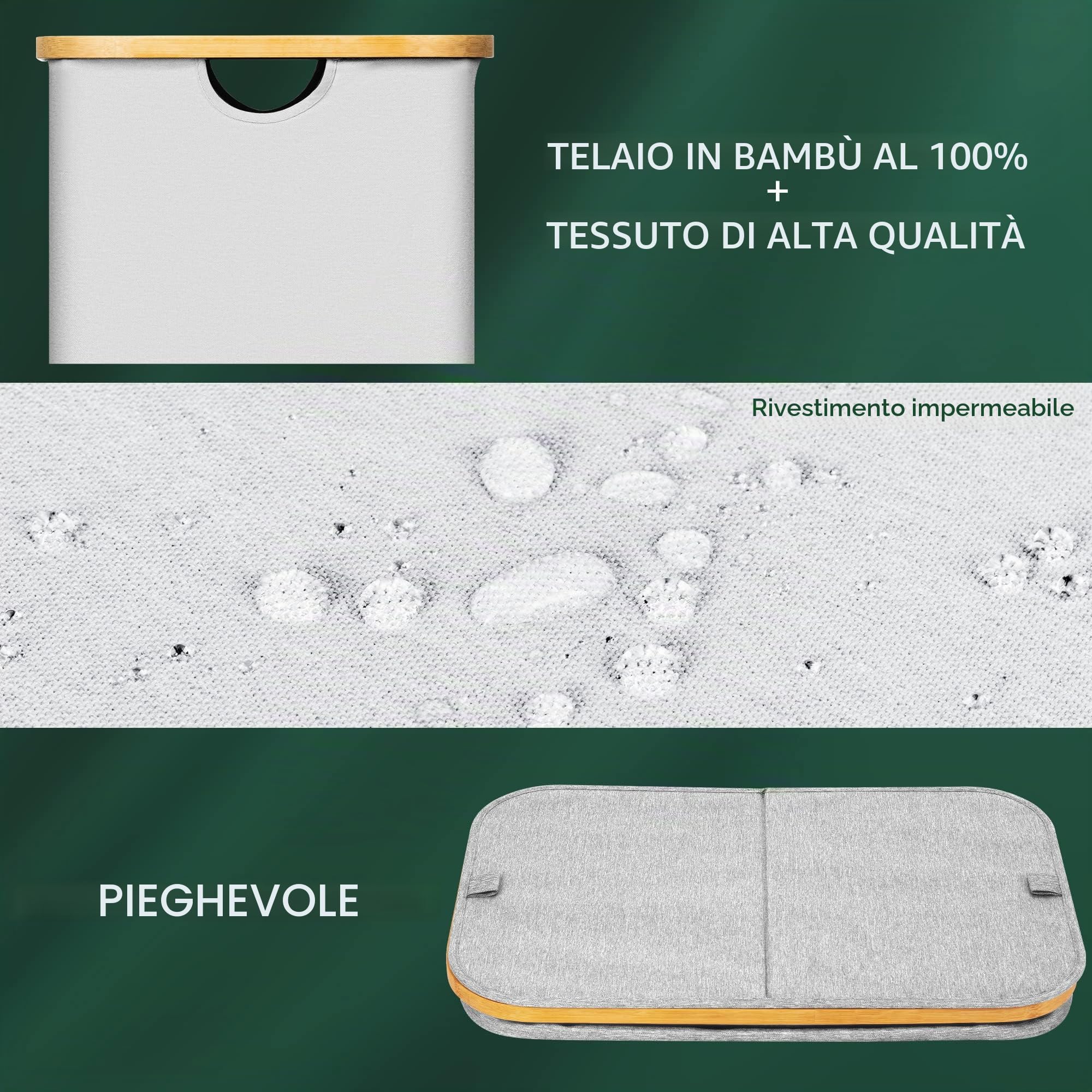ADEL DREAM Cesto Portabiancheria con Coperchio a 2 Scomparti Portabiancheria Cesti beige 140L