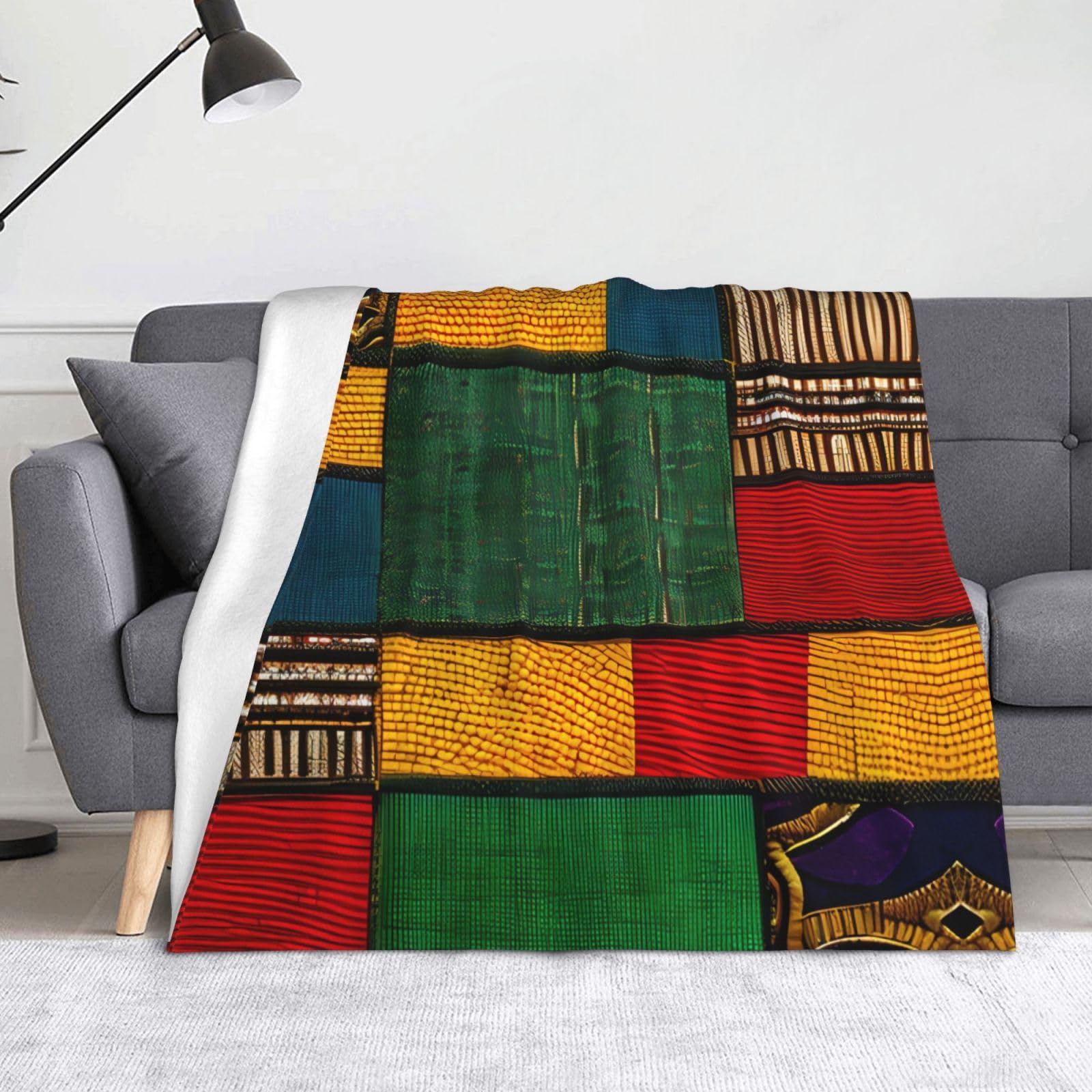 Plaid patchwork de style africain léger idéal pour vos soirées de camping et voyages