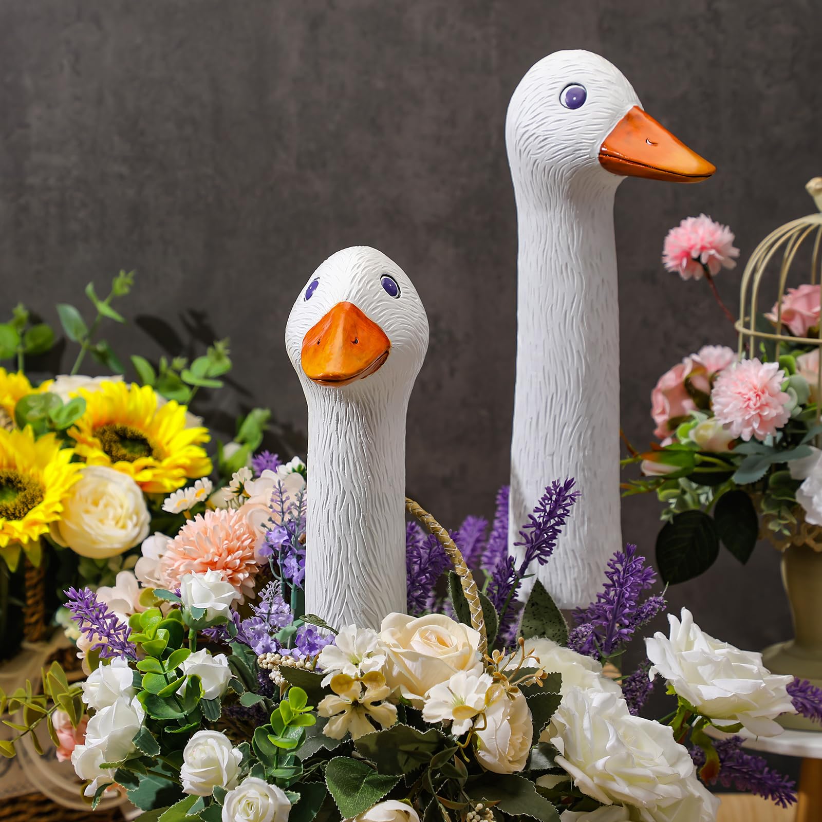 Veranda-Gänsestatue Aus Harz – 40,6 Cm, Mit Hut & Bandana, Garten-Deko Für Draußen