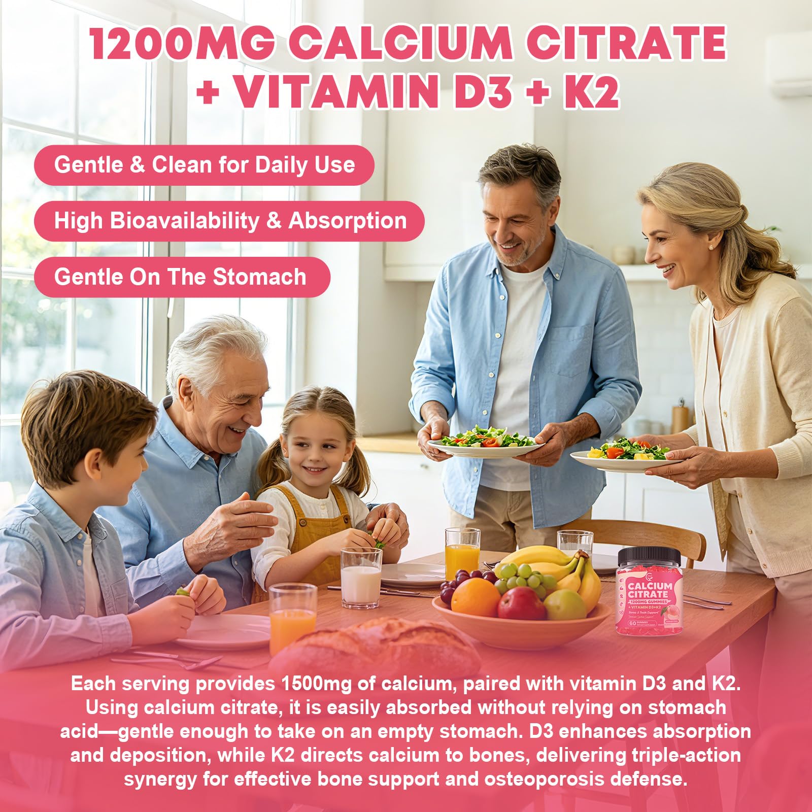Calcium Citrate Gummies 1200 mg with Vitamin D3, K2 for Women & Men — Amazon image 6