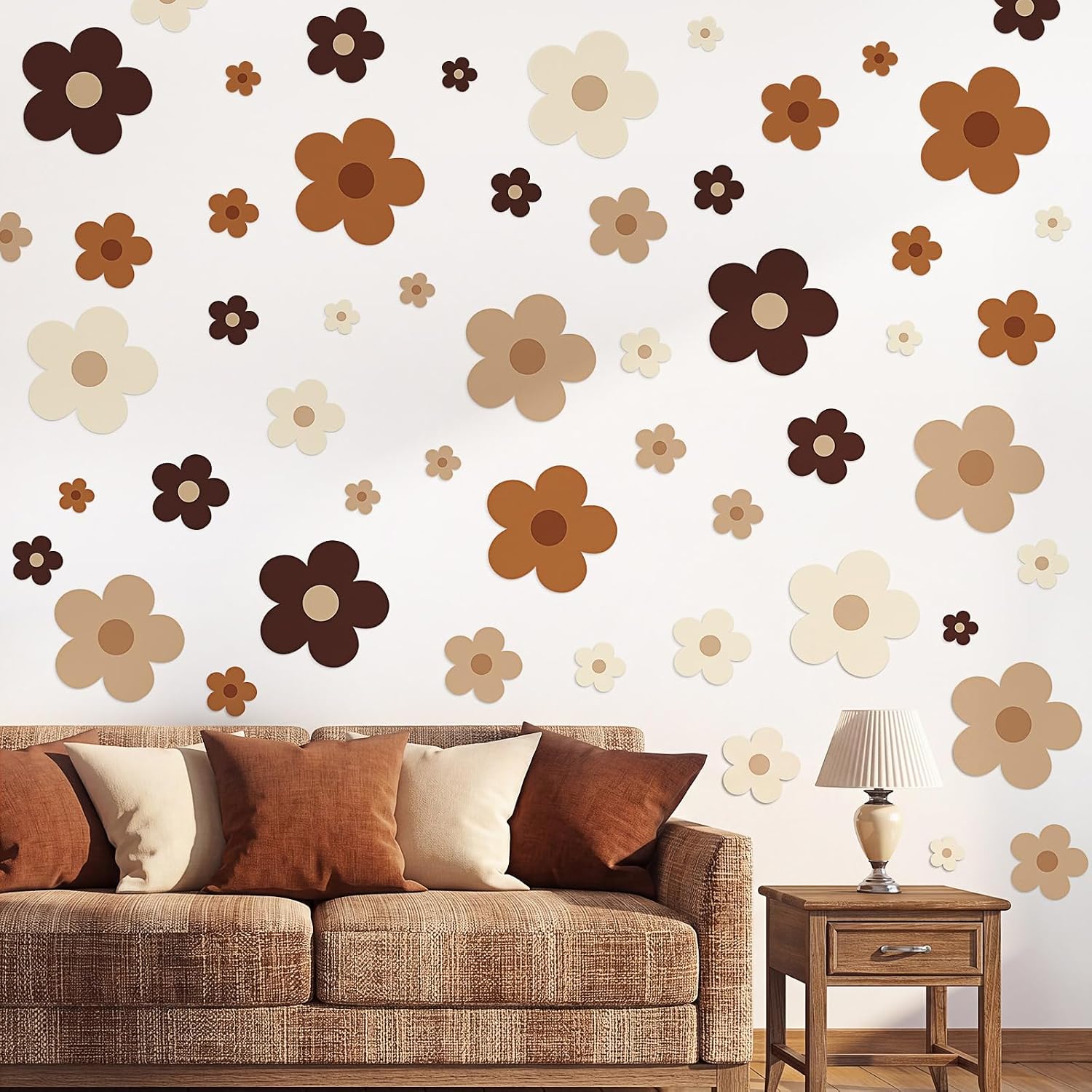 TaoBary 288 Pcs Y2k Cute Flowers Wall Sticker Colorful Floral Wall Decal Vinyl Peel and Stick Preppy Hippie Stickers Aesthetic Flowers Decor for Nursery Bedroom(9.1 x 11.4 Inch,Blue Series)