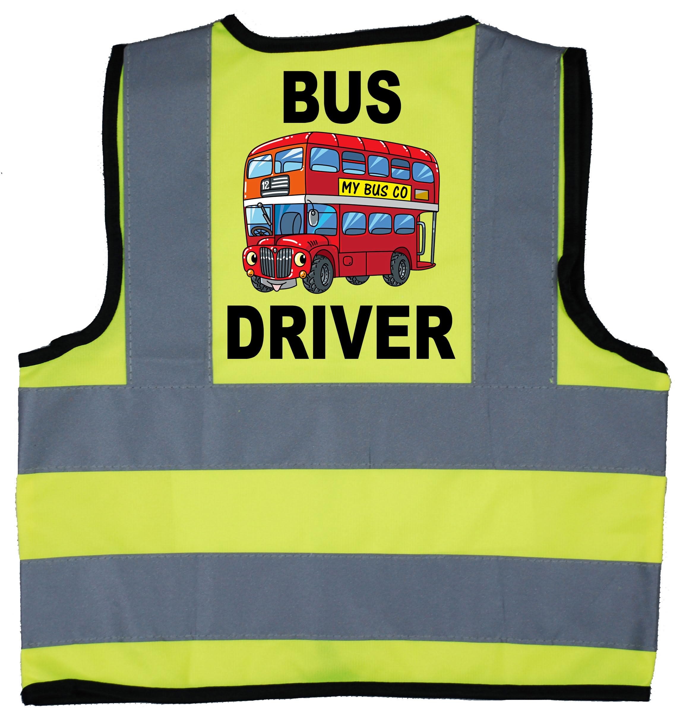 Acce Products Bus Driver Baby Children Kids Hi Vis Safety Jacket Vest Size 7-9 Years Yellow Optional Personalised On Front