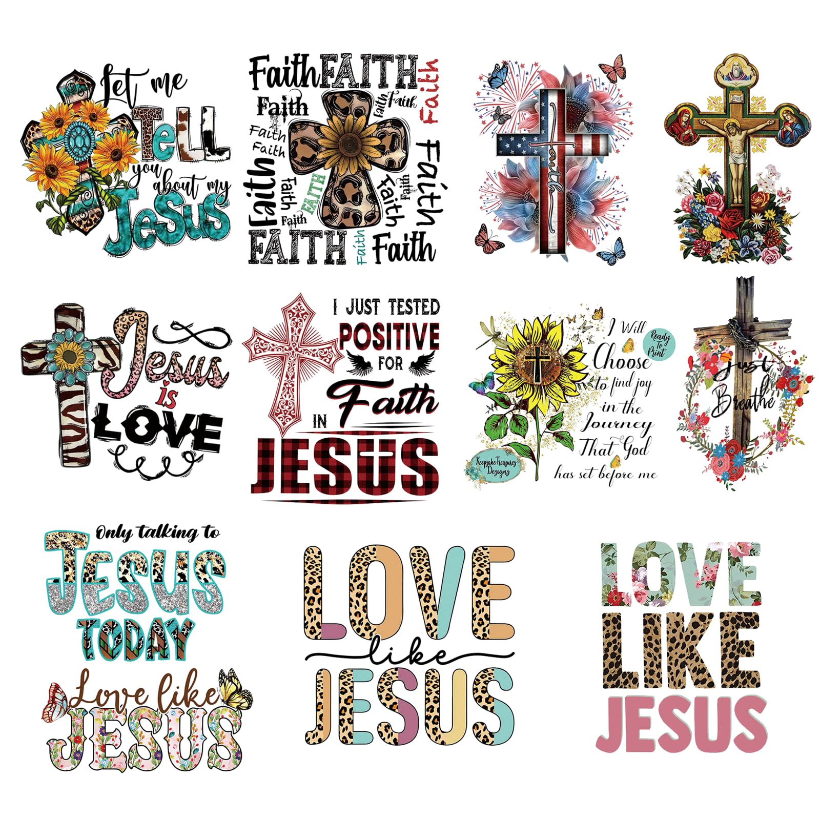 12PCS Small Size Cross Iron On Decals Thermal Transfer Stickers for Clothing Heat Press Decoration Appliqued Sublimation Patches Iron On Transfer Designs Heat Press Vinyl for Shirts