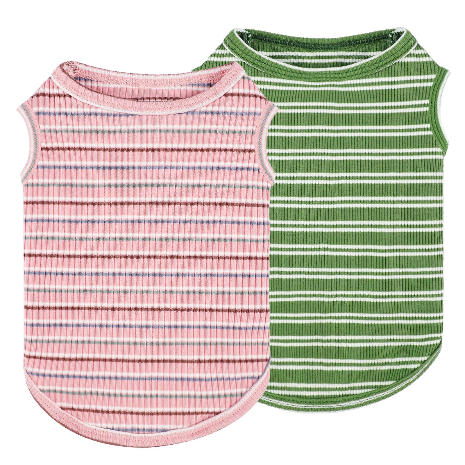 2Pack Dog Shirts for Small Dogs Girl Boy Striped Dog Shirt Vest Soft Stretchy Puppy Clothes Sleeveless Colorful Sweatshirt Small Puppy Outfit for