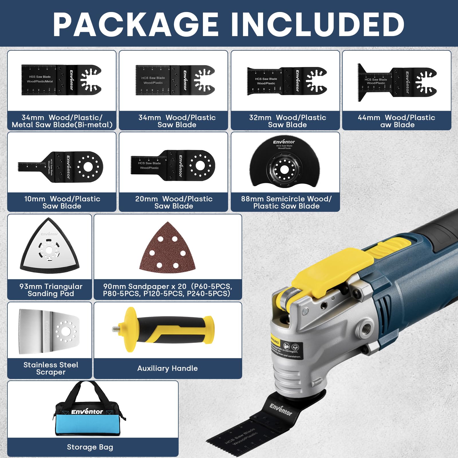 Enventor Multiherramienta Oscilante, 500W, 30 Accesorios
