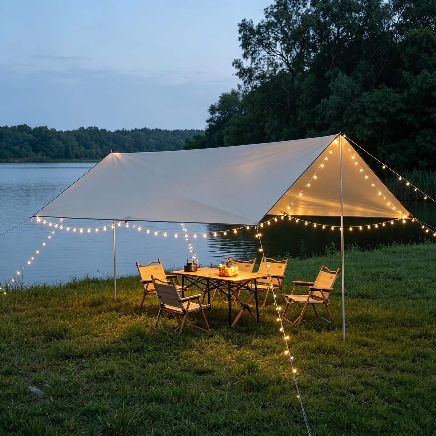Toldo Camping Tarp Impermeable Tent Hamaca Fly Sunshade Ligera Ligero Shelter para Acampar Senderismo (Caqui, 3x5m)