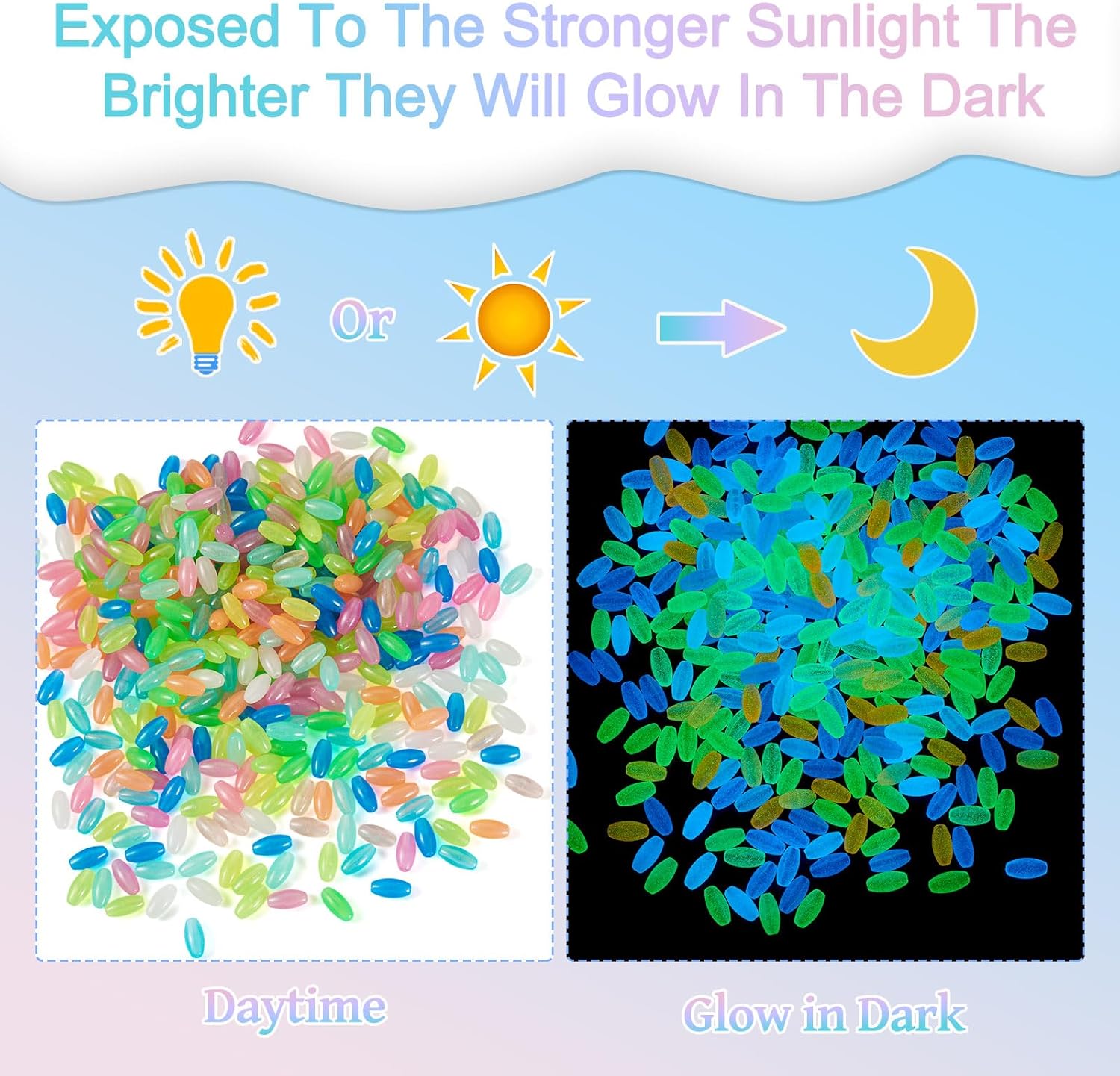 Cheriswelry 500Pcs Glow in The Dark Beads 6mm Luminous Oval Beads Acrylic UV Bead for Bracelets Necklace Keychain Jewelry Making - Image 5