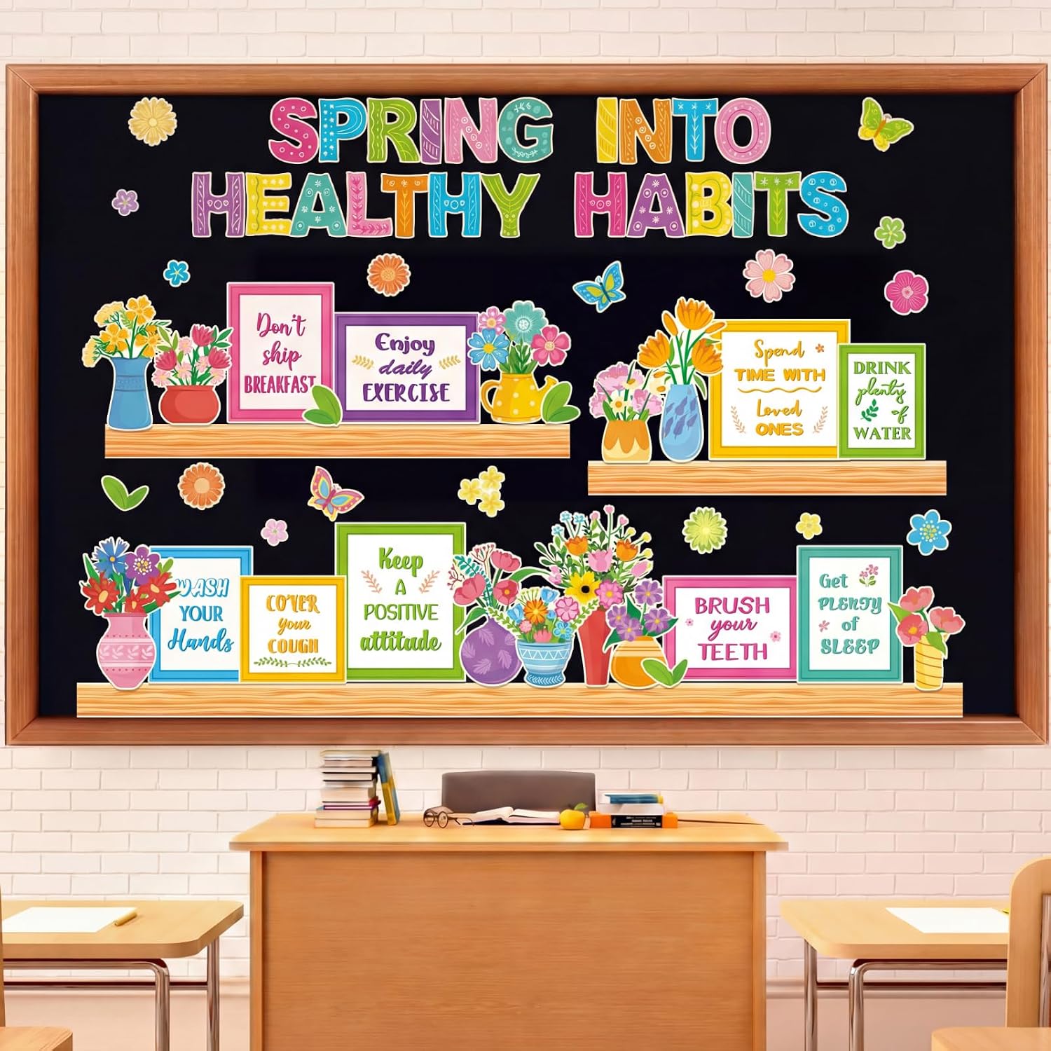 Amazon.com : Qilery Spring Healthy Habits Bulletin Board Set Classroom ...