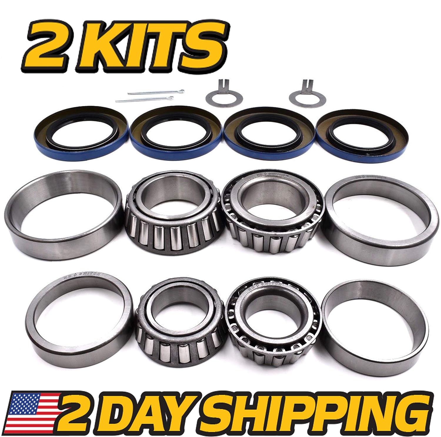 2 Trailer Wheel Hub Rebuild Kits 5200-7000 lb Axle 25580/25520 & 15123/15245 Bearings 21333TB 22333TB 10-10 10-36 Seals, # 42 Spindle, Utility Cargo Pop Up RV Horse Livestock Car Hauler