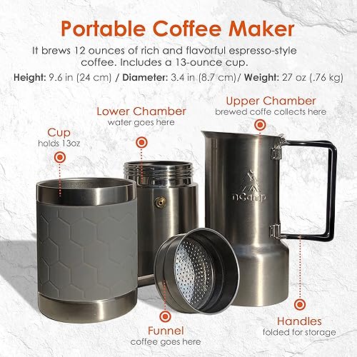 Miniatura 6 de nCamp Kitchen to Go - Juego de 5 piezas, estufa portátil compacta de múltiples combustibles, adaptador de propano ISO, superficie de preparación de