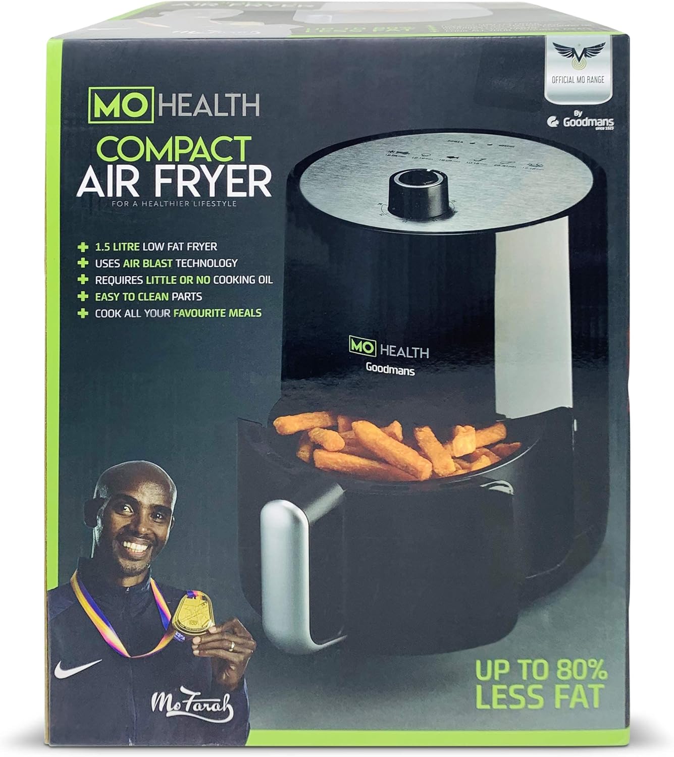 Goodmans Mo Health Compact Air Fryer 1.5L Mo Farah Easy Clean