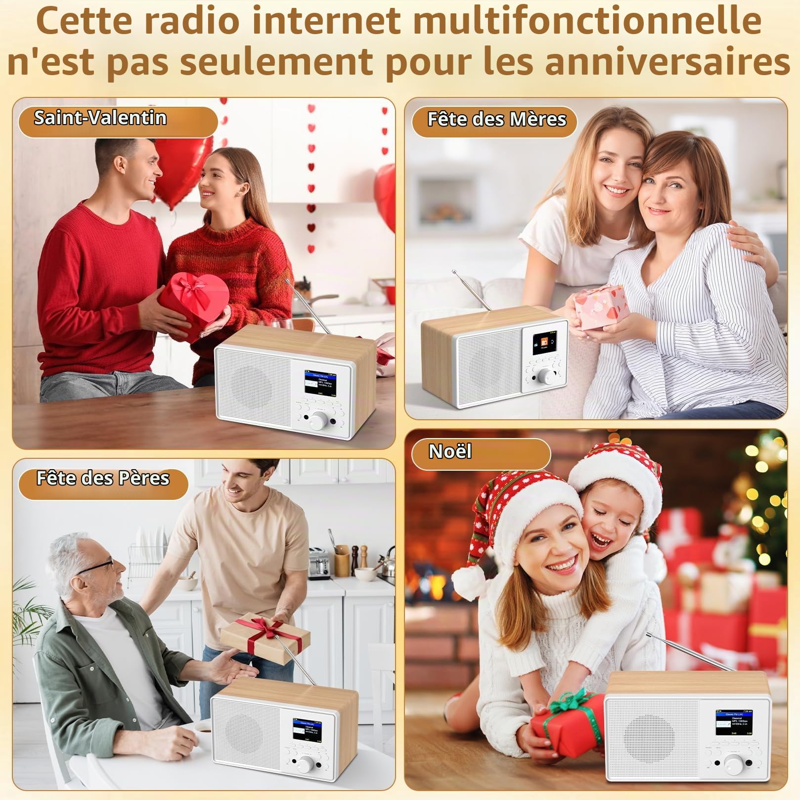 Radio Internet WiFi Dab+ avec Bluetooth 5.3 et écran Couleur