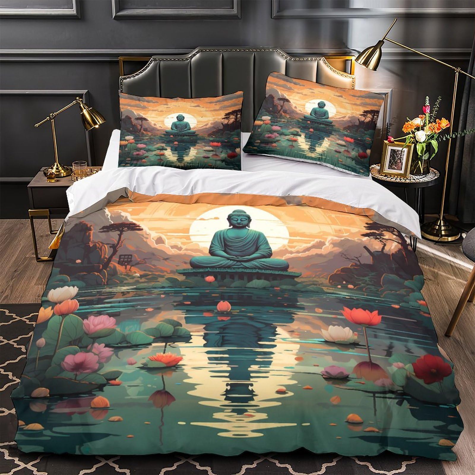 Parure de lit Bouddha 3D contre les allergies nocturnes avec sa microfibre ultra douce