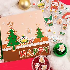 Hello Kitty and Friends Holiday Puffy Sticker Playset, Includes Over 30 Hello Kitty Stickers, 2 Sticker Play Scenes, Reusable Stickers for Kids, Sanrio Stuff, Reusable Sticker Book, Travel Toys