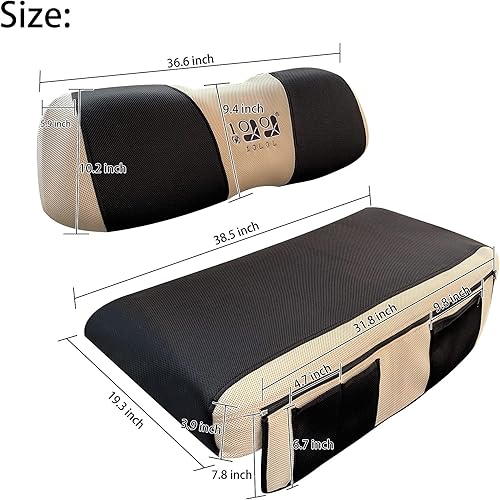 Miniatura 5 de 10L0L New Vision - Funda para asiento de carrito de golf con bolsillo, de malla, lavable, para EZGO TXT RXV Club Car DS (negro + beige)