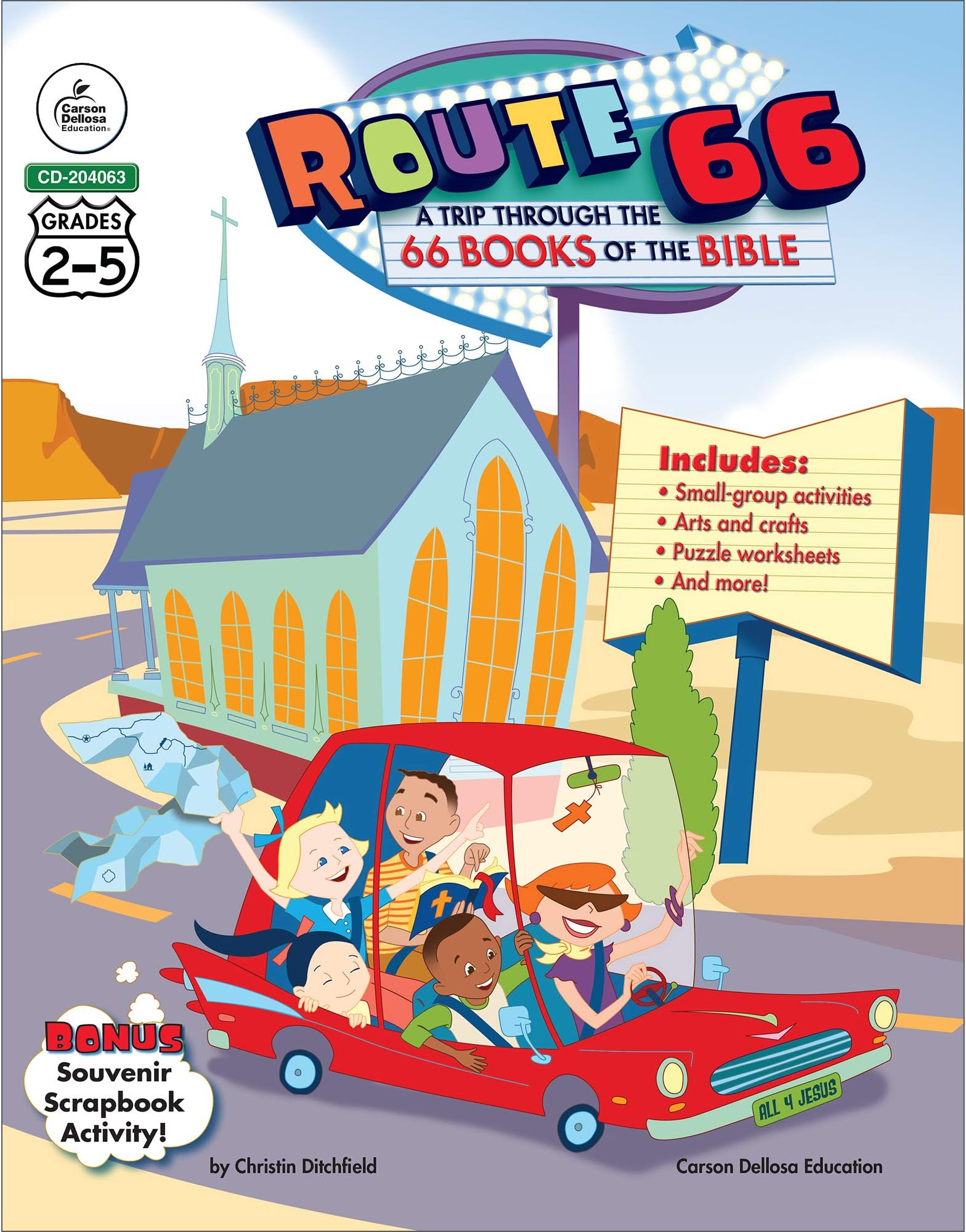 Carson Dellosa Route 66: The 66 Books of the Bible for Kids—Grades 2-5 Bible Stories for Children With Arts and Crafts, Puzzles, Group Activities (192 pgs) Paperback – Illustrated, May 15, 2008