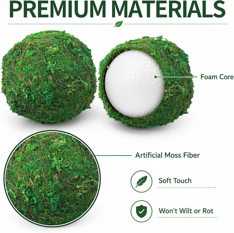 NAHADS Decorative Moss Balls – Rustic style table centerpieces