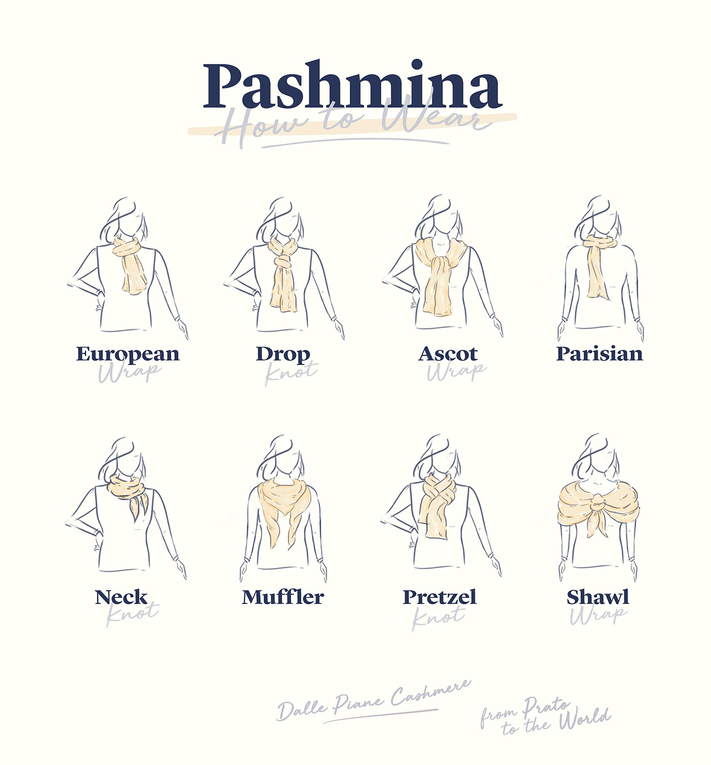 DALLE PIANE CASHMERE Pashmina Donna 100% Cashmere | Pashmina leggera per primavera e viaggio, 70x200cm, scialle versatile tutto l'anno, un raffinato regalo Made in Italy