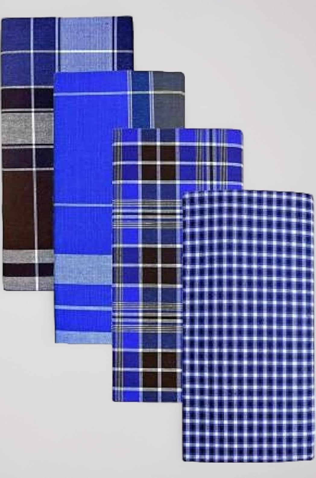 V STITCHED LUNGIES Cotton Lungis for Men,(Multi Colour)||Assorted Checks or Colors_2 Meter (Pack of 4)