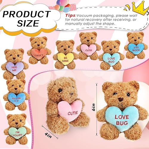 Miniatura 2 de Hanaive 8 piezas de animales de peluche para el día de San Valentín, a granel, juguetes de animales de peluche con corazón, dulce y romántico
