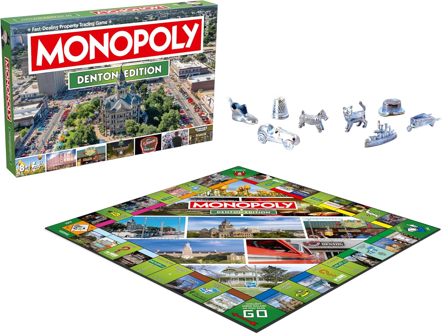 Monopoly Board Game Denton TX Edition : 2-6 Players Family Board Games for Kids and Adults, Board Games for Kids 8 and up, for Kids and Adults, Ideal for Game Night