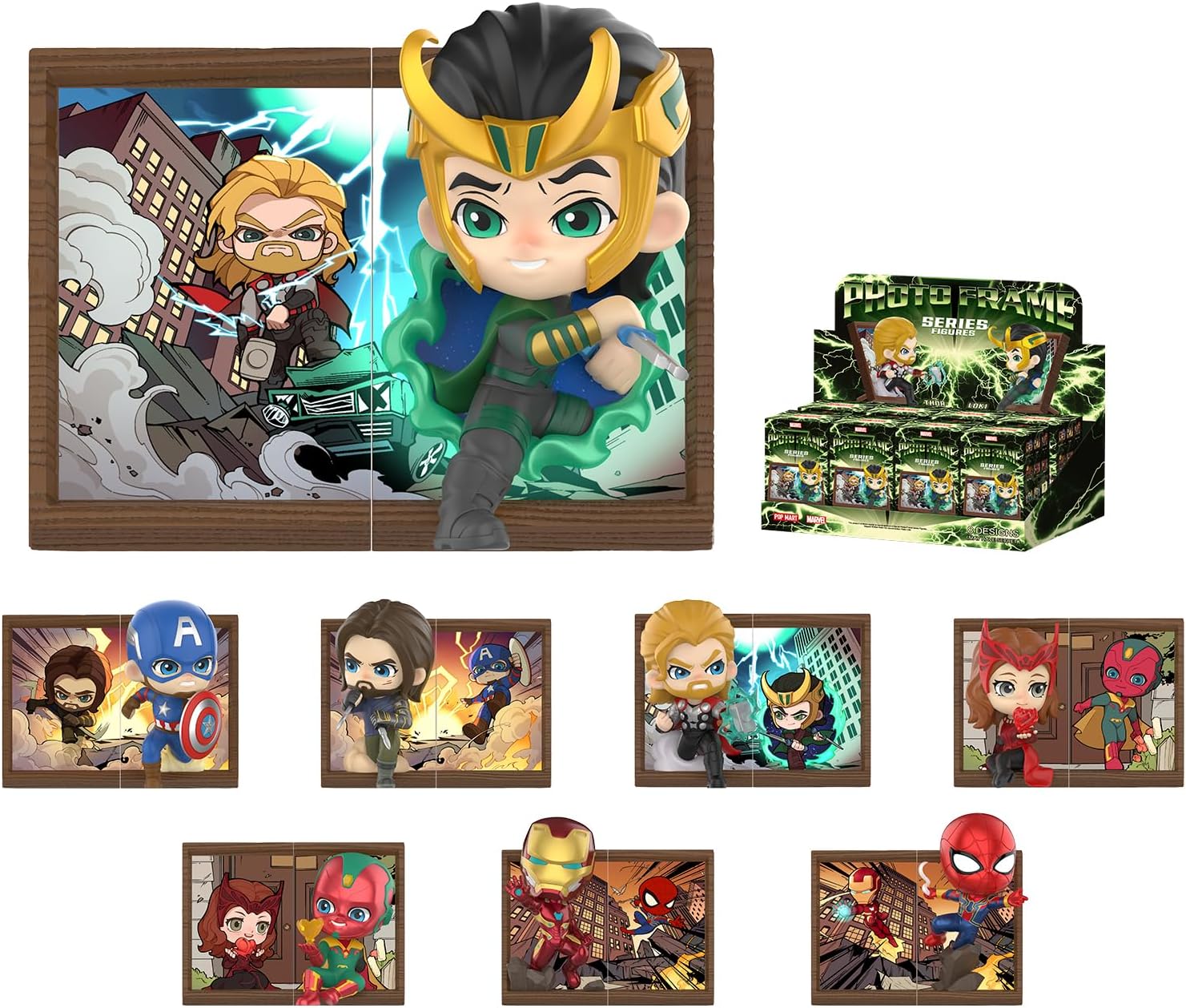 POP MART Disney Marvel Photo Frame Series Figures, Disney Marvel Blind Box Figures, Random Design Action Figures Collectible Toys Home Decorations, Holiday Birthday Gifts, Whole Set