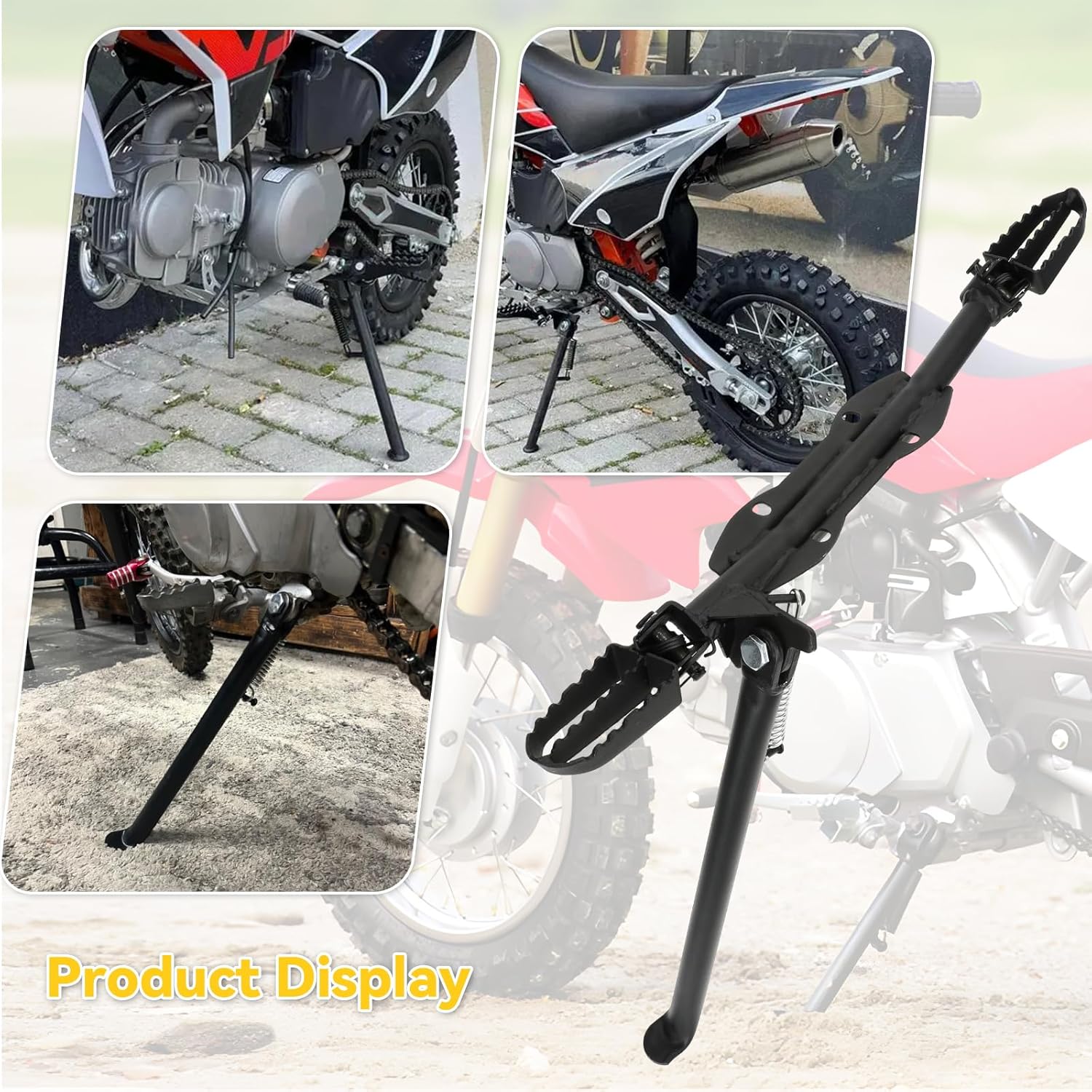 HIAORS Dirt Bike Foot Peg Mount Bracket Kickstand Kit Compatible with SSR 110 125 CRF50 XR50, Motorcycle Foot Pegs Bracket for 110cc 125cc TaoTao Coolster Baja Apollo Thumpstar Kayo Pit Bike Parts